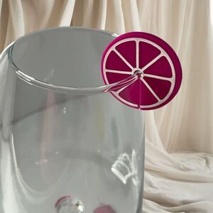 Colorful Citrus Drink Marker Charms – Set of 5 Glass Identifiers